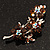Crystal Floral Brooch (Silver Tone & Amber Coloured) - view 2