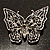 Jet Black Crystal Butterfly Brooch (Silver Tone Metal) - view 7