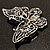 Jet Black Crystal Butterfly Brooch (Silver Tone Metal) - view 8