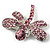 Small Pink Crystal Butterfly Brooch (Silver Tone) - view 4