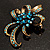 Azure Crystal Bow Corsage Brooch (Gold Tone) - view 7