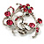 Pink Crystal Floral Wreath Brooch (Silver Tone) - view 2