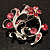 Pink Crystal Floral Wreath Brooch (Silver Tone) - view 3