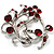 Burgundy Red Crystal Floral Wreath Brooch (Silver Tone) - view 5
