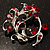 Burgundy Red Crystal Floral Wreath Brooch (Silver Tone) - view 2