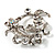 Clear Crystal Floral Wreath Brooch (Silver Tone) - view 5