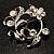 Clear Crystal Floral Wreath Brooch (Silver Tone) - view 4