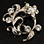 Clear Crystal Floral Wreath Brooch (Silver Tone) - view 2