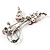 Burgundy Red Diamante Floral Brooch (Silver Tone) - view 6