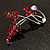 Burgundy Red Diamante Floral Brooch (Silver Tone) - view 7