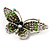 Green Crystal Butterfly Brooch (Silver Tone) - view 4