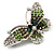 Green Crystal Butterfly Brooch (Silver Tone) - view 3