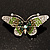 Green Crystal Butterfly Brooch (Silver Tone) - view 7
