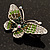 Green Crystal Butterfly Brooch (Silver Tone) - view 2