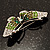 Green Crystal Butterfly Brooch (Silver Tone) - view 8