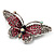 Pink Crystal Butterfly Brooch (Silver Tone)