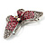 Pink Crystal Butterfly Brooch (Silver Tone) - view 4