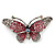 Pink Crystal Butterfly Brooch (Silver Tone) - view 6