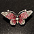 Pink Crystal Butterfly Brooch (Silver Tone) - view 5