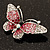 Pink Crystal Butterfly Brooch (Silver Tone) - view 3
