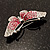 Pink Crystal Butterfly Brooch (Silver Tone) - view 8