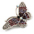 Purple Crystal Butterfly Brooch (Silver Tone) - view 2