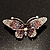 Purple Crystal Butterfly Brooch (Silver Tone) - view 6