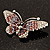Purple Crystal Butterfly Brooch (Silver Tone) - view 7