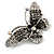 Black Crystal Butterfly Brooch (Silver Tone) - view 2