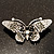 Black Crystal Butterfly Brooch (Silver Tone) - view 6