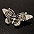 Black Crystal Butterfly Brooch (Silver Tone) - view 7