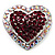 Silver Tone Dazzling Diamante Heart Brooch (Cherry & Iridescent Pink)