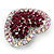 Silver Tone Dazzling Diamante Heart Brooch (Cherry & Iridescent Pink) - view 3