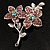 Lilac Swarovski Crystal Flower Brooch (Silver Tone) - view 6
