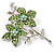 Light Green Swarovski Crystal Flower Brooch (Silver Tone) - view 6