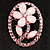 Daisy In The Oval Frame Pale Pink Crystal Brooch (Silver Tone) - view 5