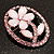 Daisy In The Oval Frame Pale Pink Crystal Brooch (Silver Tone) - view 6