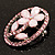 Daisy In The Oval Frame Pale Pink Crystal Brooch (Silver Tone) - view 7