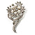 Bridal Snow White Faux Pearl Crystal Floral Brooch (Silver Tone) - view 3