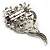 Bridal Snow White Faux Pearl Crystal Floral Brooch (Silver Tone) - view 5