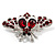 Burgundy Red Crystal Moth Brooch (Silver Tone) - view 6