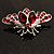 Burgundy Red Crystal Moth Brooch (Silver Tone) - view 9