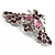 Pink Crystal Moth Brooch (Silver Tone) - view 8