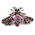 Pink Crystal Moth Brooch (Silver Tone) - view 2
