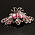 Pink Crystal Moth Brooch (Silver Tone) - view 6