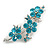 Light Blue Crystal Floral Brooch in Silver Tone - 55mm Across - view 3
