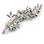 Light Blue Crystal Floral Brooch in Silver Tone - 55mm Across - view 4