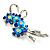 Rhodium Plated AB Crystal Floral Brooch (Navy&Sky Blue) - view 4