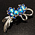 Rhodium Plated AB Crystal Floral Brooch (Navy&Sky Blue) - view 2