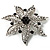 Delicate Black Diamante Filigree Floral Brooch (Silver Tone) - view 3